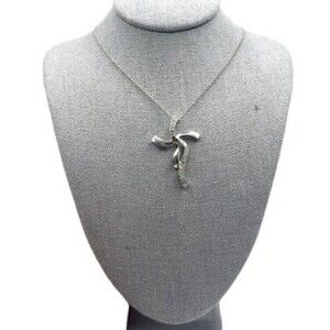 VTG Italian .925 Sterling Silver Cross & Heart Necklace CZ on 18” Chain 5.54g